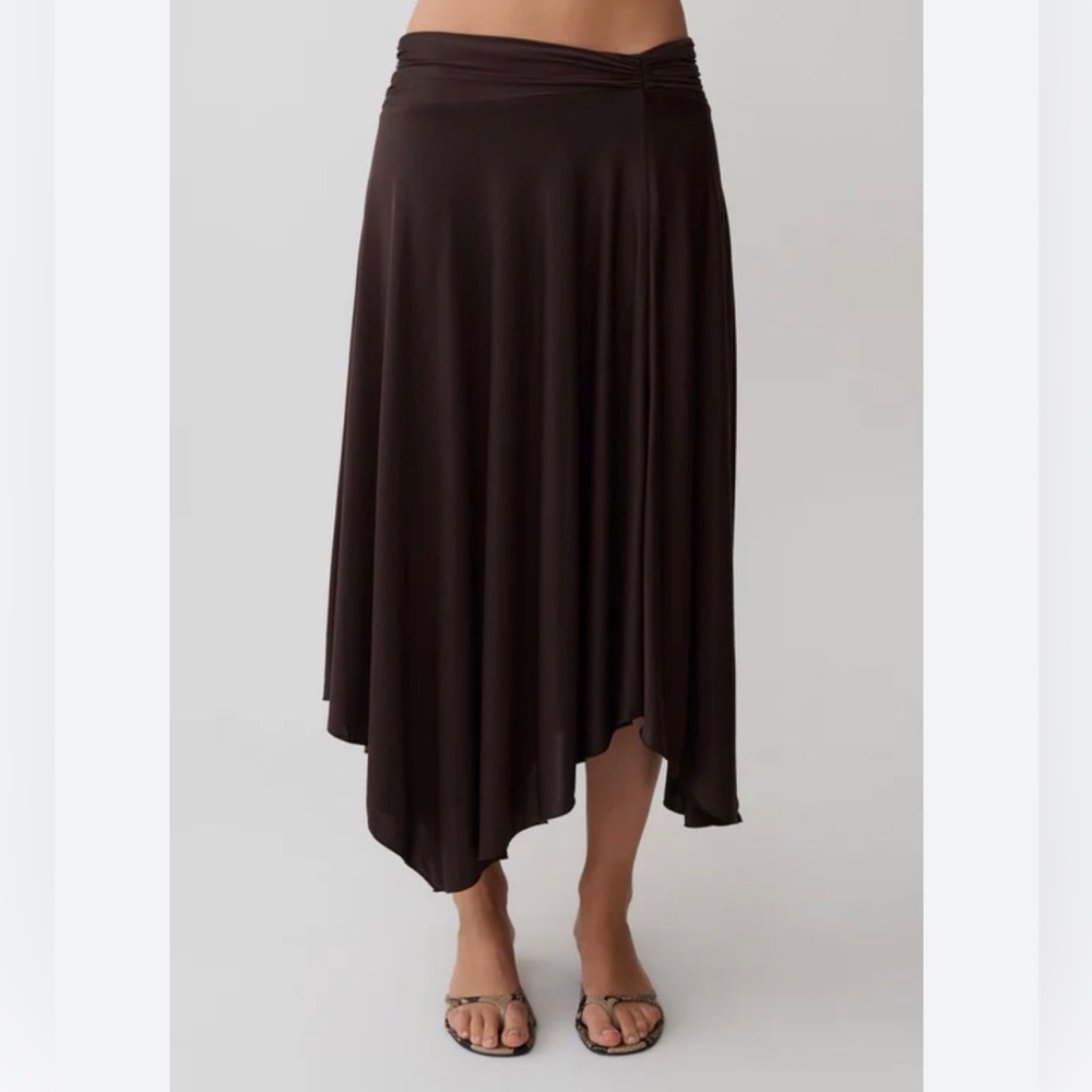 🤎Brown Draped midi maxi  skirt Asymmetrical Handkerchief Skirt